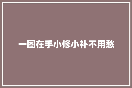 一图在手小修小补不用愁