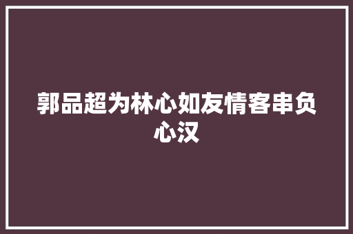 郭品超为林心如友情客串负心汉