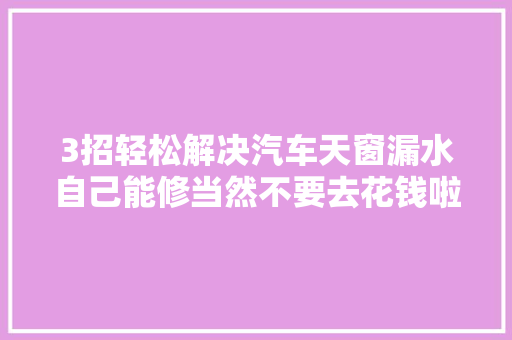 3招轻松解决汽车天窗漏水自己能修当然不要去花钱啦
