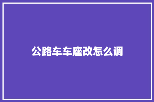 公路车车座改怎么调