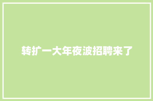 转扩一大年夜波招聘来了