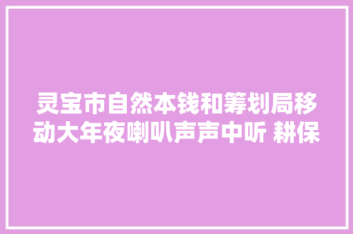 灵宝市自然本钱和筹划局移动大年夜喇叭声声中听 耕保政策大年夜宣传深入人心