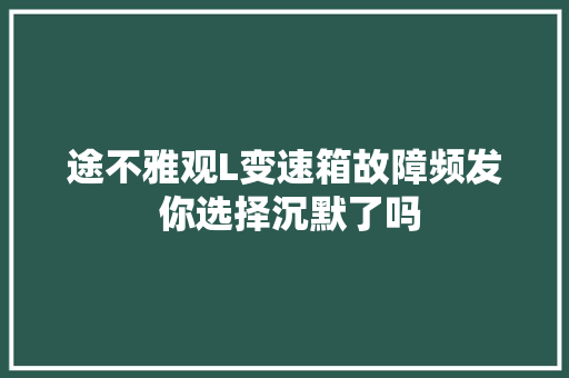 途不雅观L变速箱故障频发 你选择沉默了吗