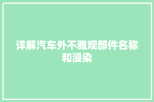 详解汽车外不雅观部件名称和浸染