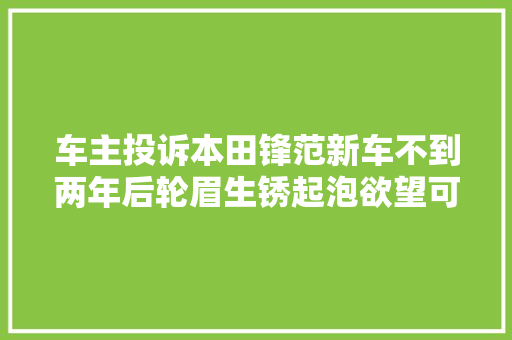 车主投诉本田锋范新车不到两年后轮眉生锈起泡欲望可以尽快帮我解决问题