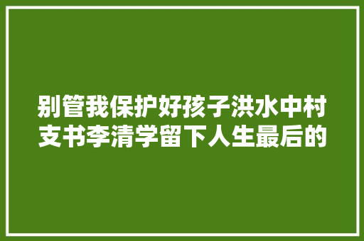 别管我保护好孩子洪水中村支书李清学留下人生最后的一句话