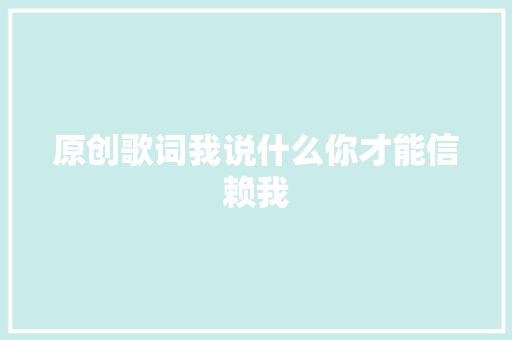 原创歌词我说什么你才能信赖我