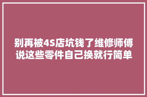 别再被4S店坑钱了维修师傅说这些零件自己换就行简单快捷