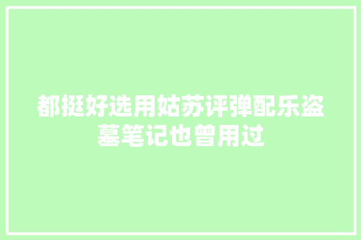 都挺好选用姑苏评弹配乐盗墓笔记也曾用过