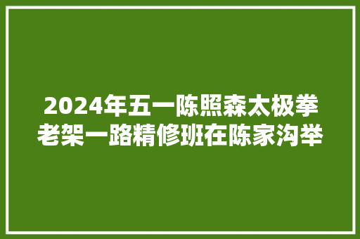 2024年五一陈照森太极拳老架一路精修班在陈家沟举行