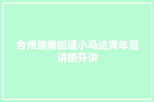 台州路南街道小马达青年宣讲团开讲