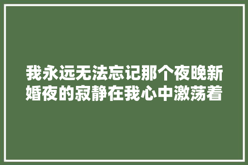 我永远无法忘记那个夜晚新婚夜的寂静在我心中激荡着
