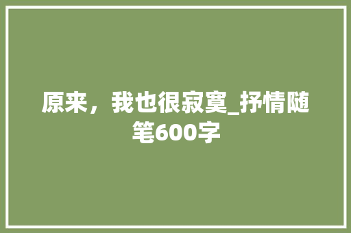 原来，我也很寂寞_抒情随笔600字