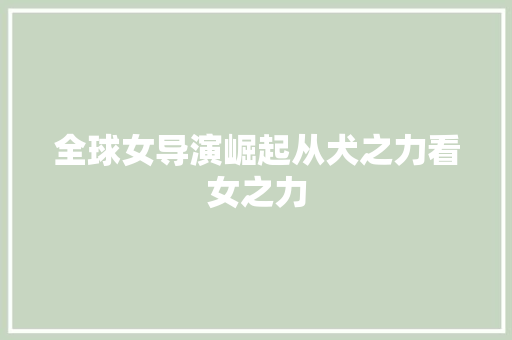 全球女导演崛起从犬之力看女之力