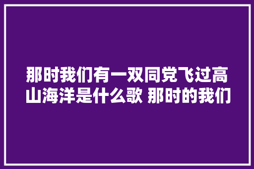 那时我们有一双同党飞过高山海洋是什么歌 那时的我们毛不易歌词
