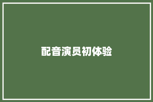 配音演员初体验