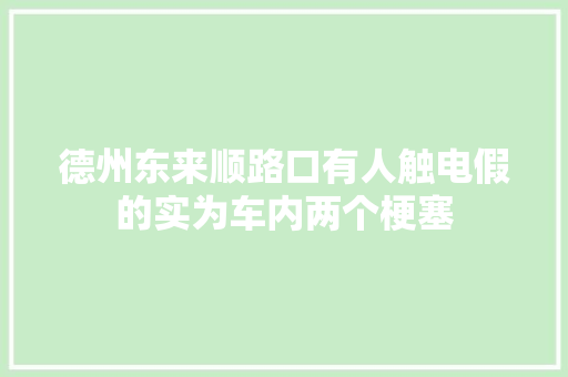 德州东来顺路口有人触电假的实为车内两个梗塞