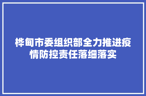 桦甸市委组织部全力推进疫情防控责任落细落实