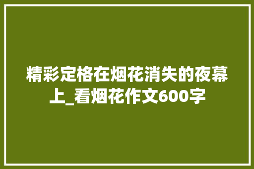 精彩定格在烟花消失的夜幕上_看烟花作文600字