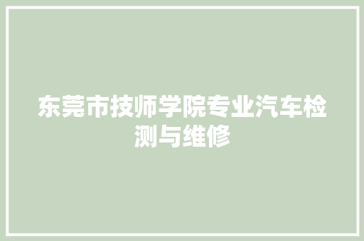 东莞市技师学院专业汽车检测与维修