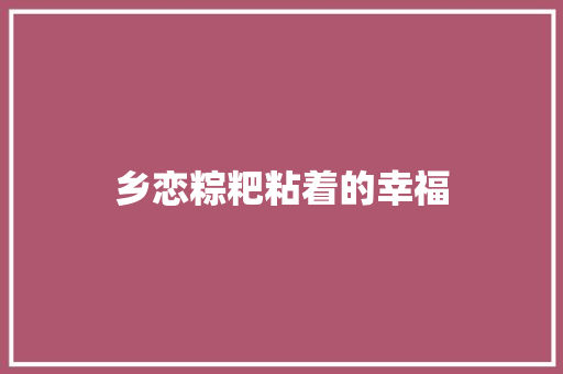 乡恋粽粑粘着的幸福