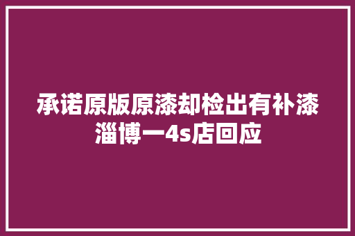 承诺原版原漆却检出有补漆淄博一4s店回应