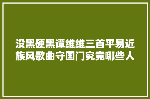 没黑硬黑谭维维三首平易近族风歌曲守国门究竟哪些人挑刺