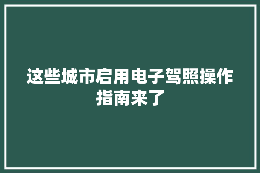 这些城市启用电子驾照操作指南来了