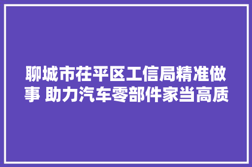 聊城市茌平区工信局精准做事 助力汽车零部件家当高质量成长
