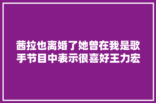 茜拉也离婚了她曾在我是歌手节目中表示很喜好王力宏