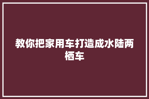 教你把家用车打造成水陆两栖车