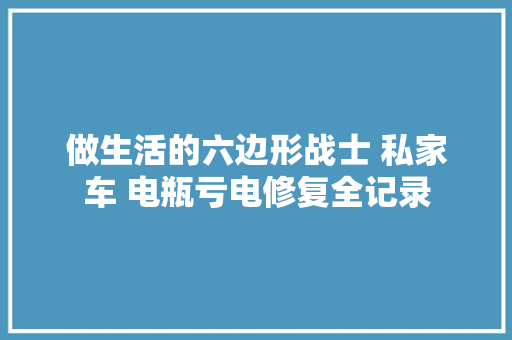 做生活的六边形战士 私家车 电瓶亏电修复全记录