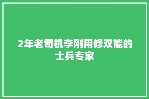 2年老司机李刚用修双能的士兵专家