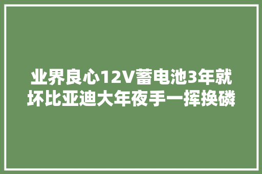 业界良心12V蓄电池3年就坏比亚迪大年夜手一挥换磷酸铁锂电池 汽车知识