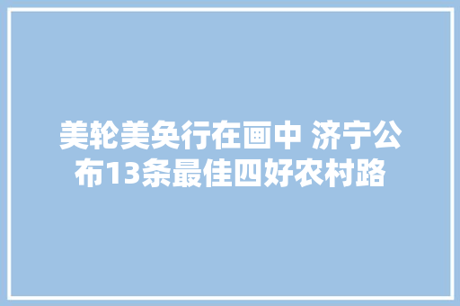 美轮美奂行在画中 济宁公布13条最佳四好农村路