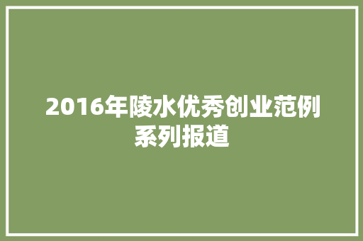 2016年陵水优秀创业范例系列报道
