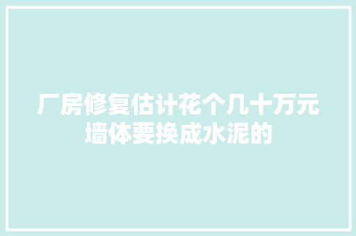 厂房修复估计花个几十万元墙体要换成水泥的