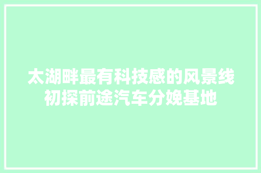 太湖畔最有科技感的风景线初探前途汽车分娩基地