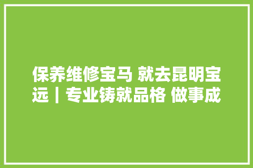 保养维修宝马 就去昆明宝远｜专业铸就品格 做事成就口碑