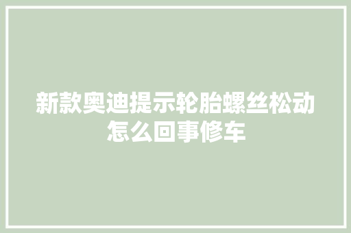 新款奥迪提示轮胎螺丝松动怎么回事修车