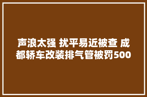 声浪太强 扰平易近被查 成都轿车改装排气管被罚500元