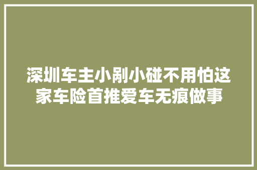 深圳车主小剐小碰不用怕这家车险首推爱车无痕做事