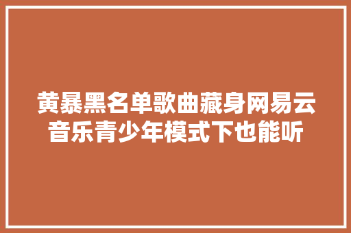 黄暴黑名单歌曲藏身网易云音乐青少年模式下也能听