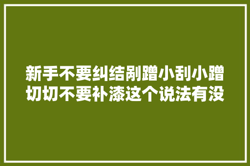 新手不要纠结剐蹭小刮小蹭切切不要补漆这个说法有没有事理