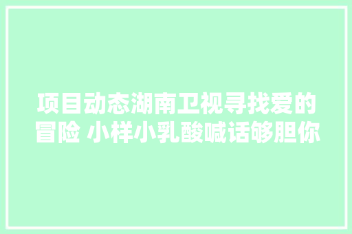 项目动态湖南卫视寻找爱的冒险 小样小乳酸喊话够胆你就看