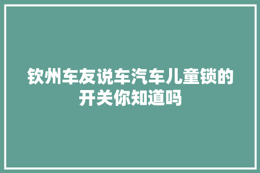 钦州车友说车汽车儿童锁的开关你知道吗