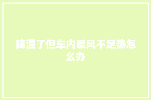 降温了但车内暖风不足热怎么办