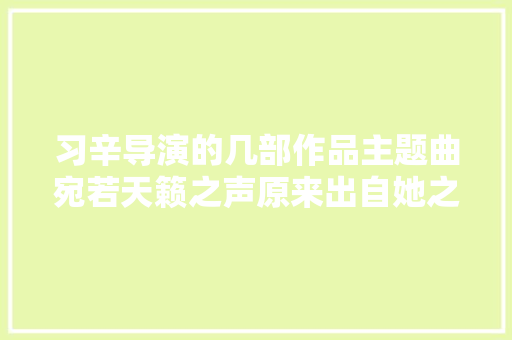 习辛导演的几部作品主题曲宛若天籁之声原来出自她之手