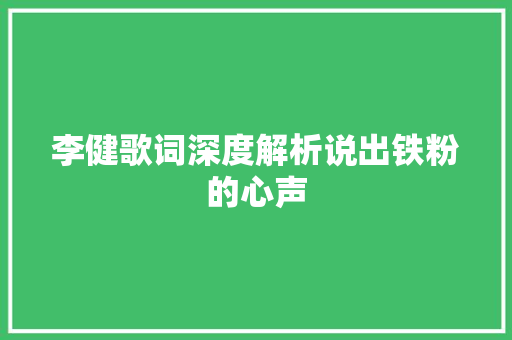 李健歌词深度解析说出铁粉的心声