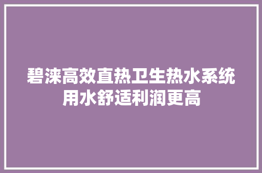 碧涞高效直热卫生热水系统用水舒适利润更高